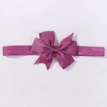 Soft elastic infant headband with a vibrant magenta grosgrain ribbon bow for baby girls - Rose Purple (174)