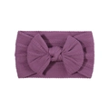 Super soft burgundy nylon baby headband with large cable knit bow and wide elastic band - Fuschia