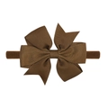 Fascia neonato marrone con fiocco in grosgrain su morbido nylon ad alta elasticità - Marrone (2)