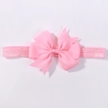 Pink grosgrain ribbon bow headband for infants with soft stretch elastic material - Pink (150)