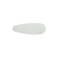 Détail d'une pince à cheveux en tissu à carreaux verts avec broderie florale - Style Floral Gingham Blanc Vert Clair (14)