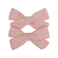 Set di due fermagli per capelli a fiocco rosa con pizzo ricamato a fiori eleganti - Rosa Chiaro (3)