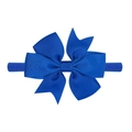 Fascia con fiocco blu reale in nastro a coste e nylon elastico per neonati - Blu Reale (6)
