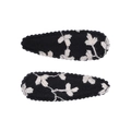 Floral embroidered fabric BB hair clips with vintage black textile and white flower patterns - Black Simple Floral Style (9)