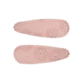 Set of two pink floral embroidered fabric hair clips with daisy patterns for girls - Pink Daisy Embroidery Style (10)