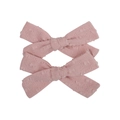 Set of 2 pink dobby dot cotton fabric bow hair clips for girls minimalist style - Soft Pink Dobby Dot Style (7)