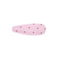Pink embroidered BB hair clip for girls with red heart pattern and wavy scalloped edge - Pink Red Heart Style (2)