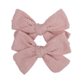 Set of two soft pink Swiss dot cotton bow hair clips for girls minimalist style - Pale Pink Jacquard Dot Style (8)