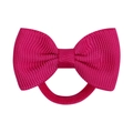 Vibrant rose pink grosgrain ribbon bow hair tie for girls with durable elastic band - Peach Pink Style (30)