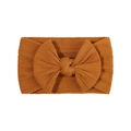 Elastic baby headband with wide ribbed texture and large bow in ginger yellow - Ginger Yellow