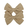 Set of two khaki cotton bow hair clips with textured 3D polka dots for girls - Khaki Jacquard Dot Style (14)