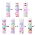 Set of 10 colorful fabric hair clips for girls featuring rainbow and unicorn patterns - 7 Cards Full Color