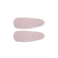 Pink fabric hair clips with small pom-poms and delicate wavy lace edges for girls - Light Pink Lace Trim Clip Style (19)