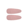Pair of pink fabric hair clips for girls with embroidered dots and wavy scalloped edges - Pink Embroidered Dot Clip Style (20)