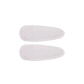 Pair of minimalist white floral cotton fabric hair clips for girls in a vintage rural style - White Pastoral Lace Clip Style (21)