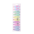 Detailed set of 10 colorful fabric hair clips with gold foil and macaron patterns - 5