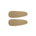Set of two khaki cotton hair clips for girls with floral embroidery and wavy edges - Khaki Embroidered Scallop Clip Style (23)
