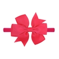 Fascia per capelli con fiocco rosa acceso in grosgrain elastico per neonati - Rosa Acceso (30)