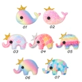 Détail de pinces à cheveux baleine et éléphant à paillettes avec petite couronne - Mélange Multicolore