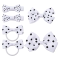 Lot de 6 accessoires cheveux pour enfants avec nœuds blancs à pois noirs - Blanc (Pois Noirs)