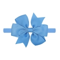 Fascia per neonati azzurra con fiocco a coste e cinturino in nylon morbido elastico - Celeste (36)
