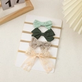4-pack elastic baby headbands with green and beige floral lace bow designs - Dark Green Vintage Lace Bowknot (9)