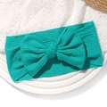 Bandeau bébé en maille côtelée extensible avec un grand nœud de couleur vert sarcelle - Vert Turquoise