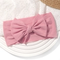 Bandeau bébé rose en coton côtelé avec un grand nœud pour nourrissons et enfants - Rose