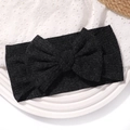 Bandeau élastique en coton côtelé pour bébé avec un grand nœud noir pour les nourrissons - Noir