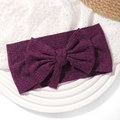 Bandeau bébé en maille côtelée violette avec gros nœud, accessoire cheveux élastique - Violet foncé