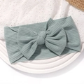 Bandeau bébé vert sauge en coton côtelé avec nœud élastique et design minimaliste - Vert Haricot