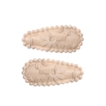 Zweiteiliges Set beige Stoff-Haarspangen mit Blumenstickerei und Wellenrand-Detail - Beige Blumenstickerei (22)