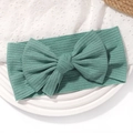 Bandeau bébé élastique en coton côtelé avec grand nœud de couleur vert menthe - Vert Turquoise