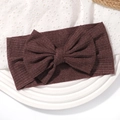 Bandeau bébé en maille côtelée avec grand nœud bordeaux, accessoire de cheveux extensible - Rouge brun foncé