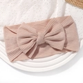 Bandeau bébé en coton côtelé rose poudré avec un grand nœud élastique élégant - Vieux Rose