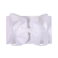 Soft white nylon baby headband featuring a large grosgrain bow for toddlers - White (227-029-002)