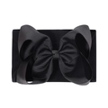 Elastic nylon baby headband with a large black grosgrain ribbon bow for infants - Black (227-030-001)