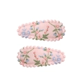 Zweier-Set rosa Blumen-Haarspangen aus Stoff mit süßem Blumenmuster für Mädchen - Rosa Rot Blumig (40)