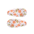 Mini BB-Haarspangen für Mädchen mit orangefarbenem Blumenmuster im 2er-Set Stoff - Weiße Basis Orange Blumig (41)