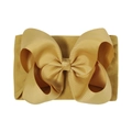 Bandeau pour enfants en nylon avec grand nœud en gros-grain jaune moutarde et base souple - Jaune Gingembre (227-687-033)