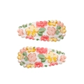 Haarspangen mit Blumenmuster aus Stoff mit rosa und gelben Motiven für Mädchen - Buntes Blumenmuster (42)