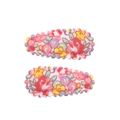 Zweiteiliges Set Kinder-Haarspangen aus Baumwolle mit Blumenmuster in Tropfenform - Rot Rosa Blumig (44)