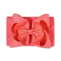 Bandeau élastique bébé avec grand nœud en ruban gros-grain corail de couleur macaron - Rouge Corail (227-210-019)