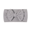 Fascia per capelli grigia per neonati elastica con un grande fiocco fatto a mano - 009 Grigio Chiaro