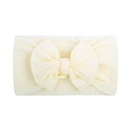 Fascia per capelli neonato in nylon elastico con grande fiocco giallo crema per bambini - 003 Bianco Sporco