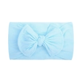 Fascia elastica neonato in nylon azzurro con un grande fiocco in tessuto fatto a mano - 006 Azzurro Chiaro