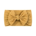 Fascia elastica per neonati giallo senape con un grande fiocco in maglia a coste - 107 Giallo Senape