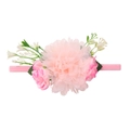 Dettaglio della fascia con fiori rosa con grandi rose in tessuto e fascia in nylon elastico - Stile Peonia Rosa (2)