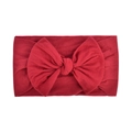 Fascia elastica in nylon per neonati con grande fiocco rosso scuro in maglia morbida - 037 Rosso Retro
