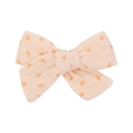 Detailed macro view of cream floral bow hair clip with textured linen fabric and soft patterns - Cream Floral Style (18)
